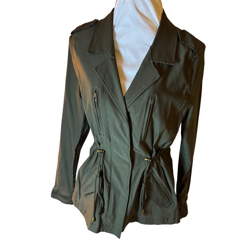 Y2K Vintage Military Anorak Jacket‎ Olive Green Drawstring Utility Coat Elphaba